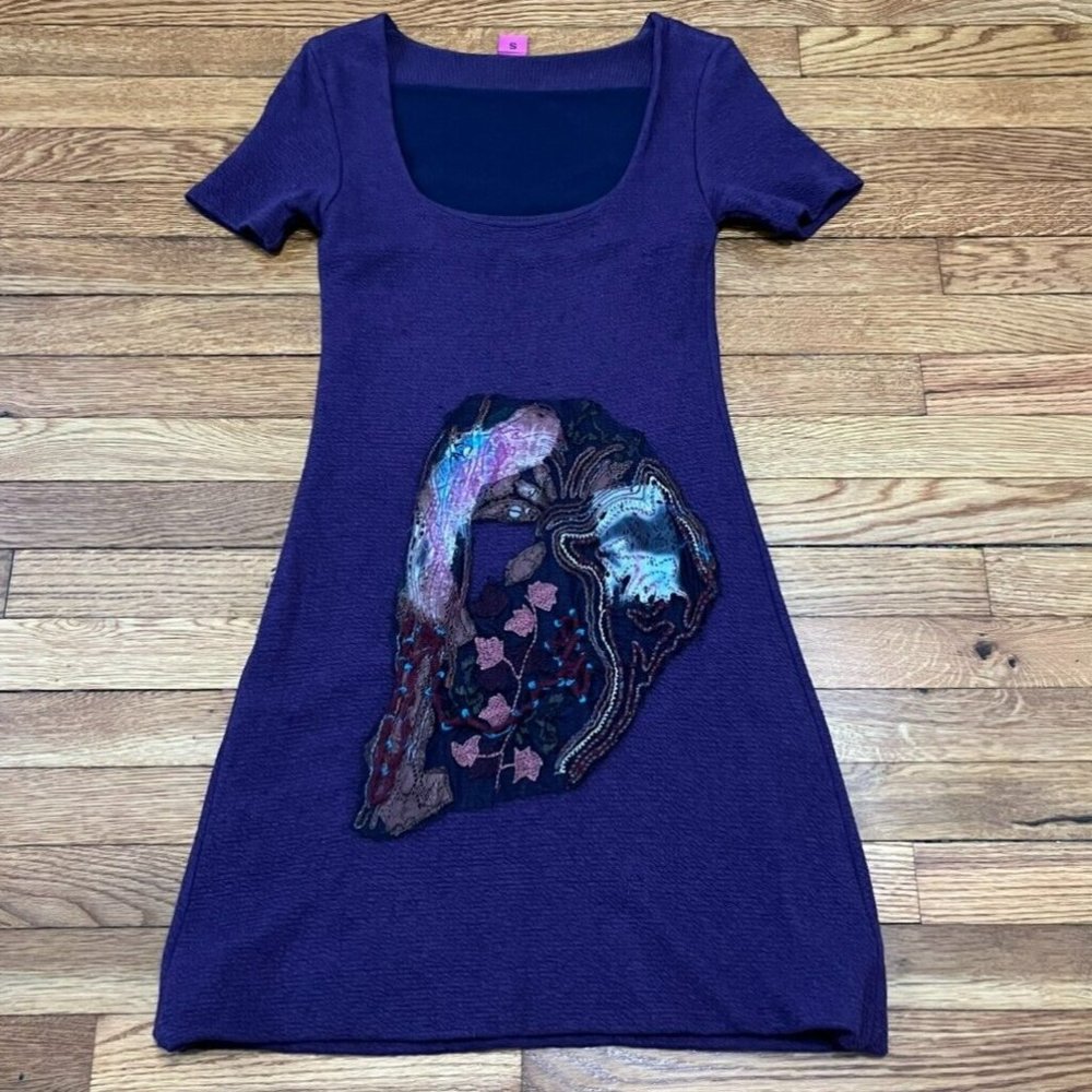 Save the Queen Luxury Dress Women's Size Small Purple Short Sleeve Square Neck